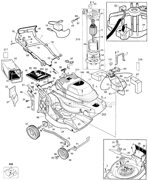 Page A Diagram and Parts List for CMM1000 Type 2 Black and Decker Lawn Mower